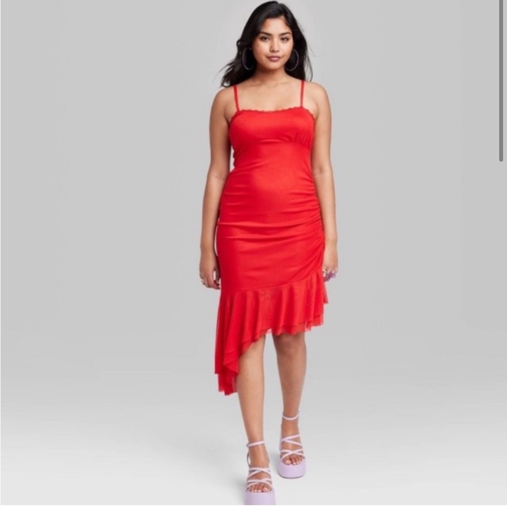 Wild Fable Red Ruffle Midi dress